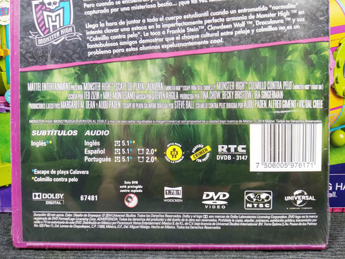 Pelicula Monster High Escape De Playa Calavera Dvd (Usado)