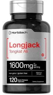 Longjack Tongkat Ali 1600 Mg 120 Capsulas Horbaach Sabor Neutro