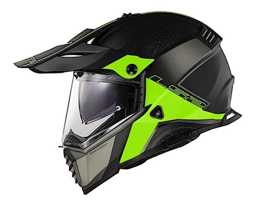 Casco Moto Ls2 Mx436 Pioneer Evo Elevation Negro Amarillo 