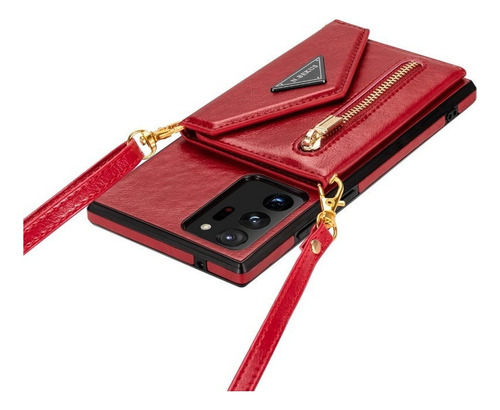 A Funda De Teléfono Con Cremallera Y Cordón For Samsung