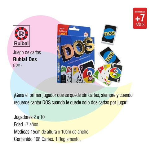 Imagen 2 de 8 de Juego De Cartas Dos Ruibal Mattel Original