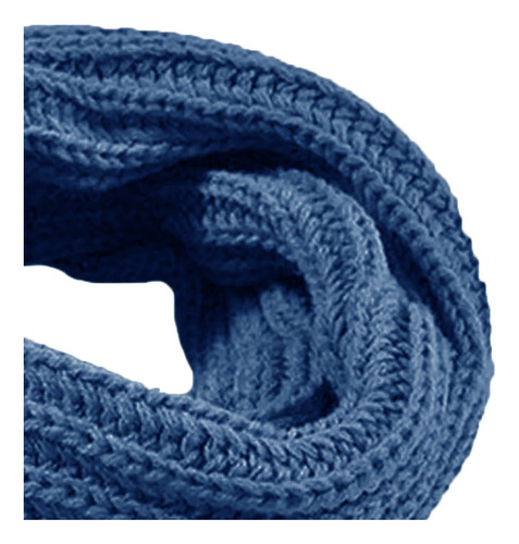 Bufanda Cuello Sin Fin Tejido Lana Acrílica Gruesa Art. 7090 Azul Liso Unico