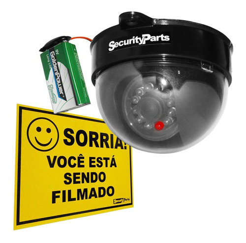 Câmera Segurança Dome Falsa C/ Led A Pilha Sem Fio Security