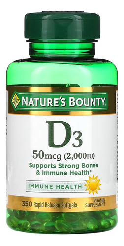 Nature´s Bounty Vitamina D3 25 Mcg (1000 Iu) 350 Softgels