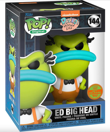 Funko Pop Ed Big Head #144 Nft Nickelodeon Rocko Modern Life