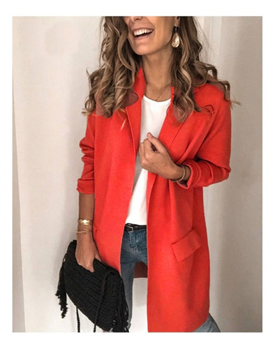 Blazer Casual De Manga Larga Con Bolsillo Falso De Color Lis