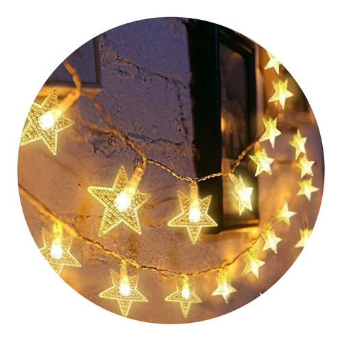 Guirnalda Luces Navidad Led Calida Fijas Estrellas 5mt 220v