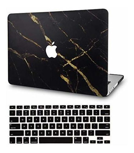 Carcasa Para Laptop Macbook A1398 Negro Marmolado Oro