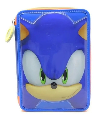 Cartuchera De Sonic 2 Pisos Con Útiles 