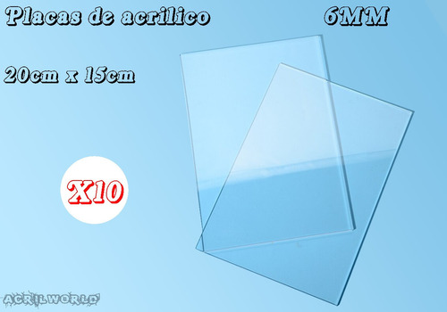 10 Placas De Acrílico Transparent 6mm 15 X 20 Cm Corte Láser