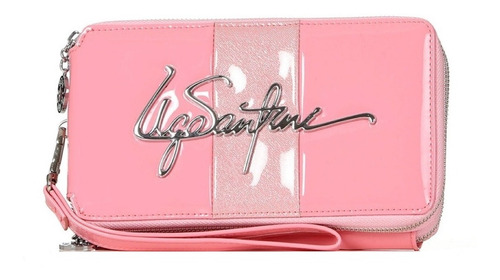 Billetera Ugo Santini Mimí color rosa dior de charol - 12.5cm x 23cm x 5cm