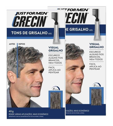 Kit 2 Grecin Tons De Grisalho Tonalizante Em Gel 2x40g