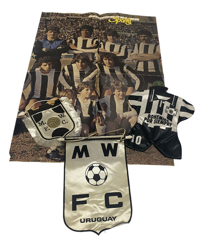 3 Antiguos Banderínes Y Poster M Wanderers Fútbol Club  Cbdj