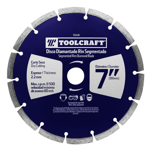 Disco Corte Diamantado Segmentado 7 PuLG Toolcraft Tc2435