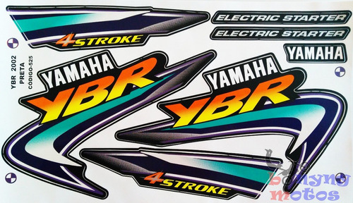 Kit Adesivo Jogo Faixas Yamaha Ybr 125 2002 Preta