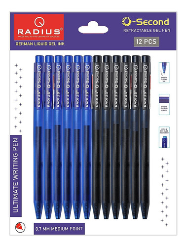 Bolígrafos De Gel Retráctiles Variados Osecond Azul Y...