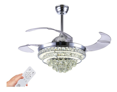 Ventilador Techo Lampara Led Retractil Cristal 88w 110v