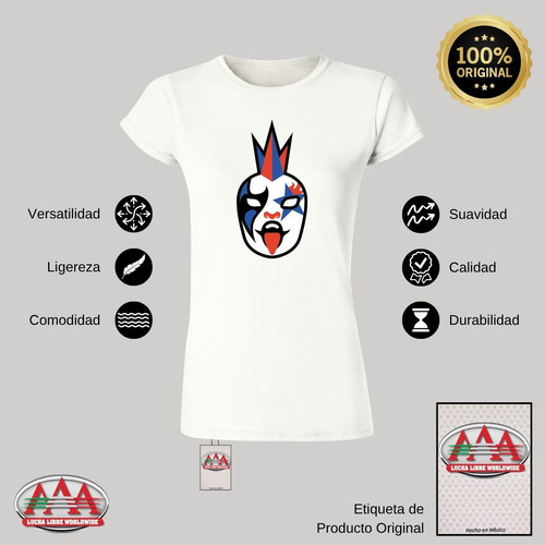 Playera Deportiva Mujer Lucha Libre Aaa Psycho Clown Emoji