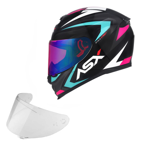 Capacete Feminino Para Moto Asx Eagle + Viseira Rosa