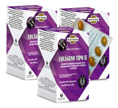 Colágeno Tipo 02 + Ômega 3 + Vit D (articulação)kit 06 Meses