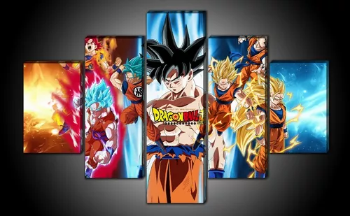 Cuadro Goku Transformacion ,5 Piezas, Colorido, Para Colgar