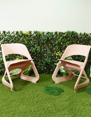 Silla Rosa Apilable Para Exteriores Terraza Jardin Eventos Asiento Plástico Rosa