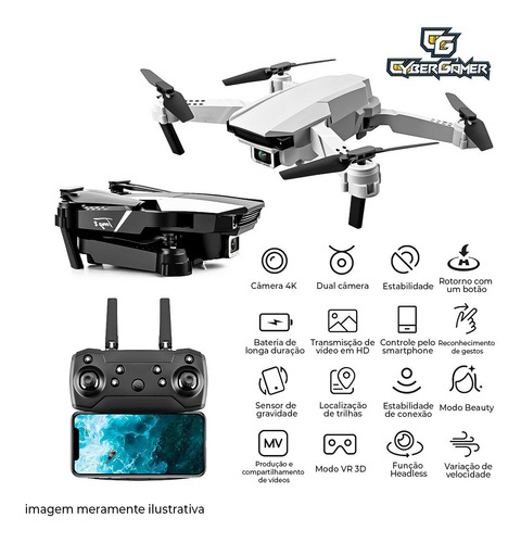 Imagem 4 de 6 de Mini Drone Dobrável Câmera Wifi Helicóptero Profissional