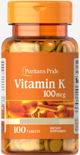 Imagen 1 de 3 de Vitamina K 100 Mcg X 100 Tablet. Huesos Y Articulaciones.