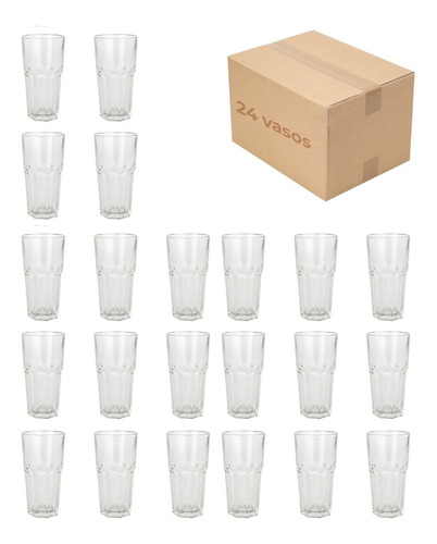 Vaso Durax Tipo Bristol Facetado Alto Set X24 Unidades 330