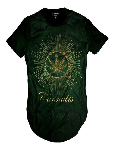 Imagem 1 de 2 de Camiseta Longline Cannabis Erva Verde Fumo Marijuana