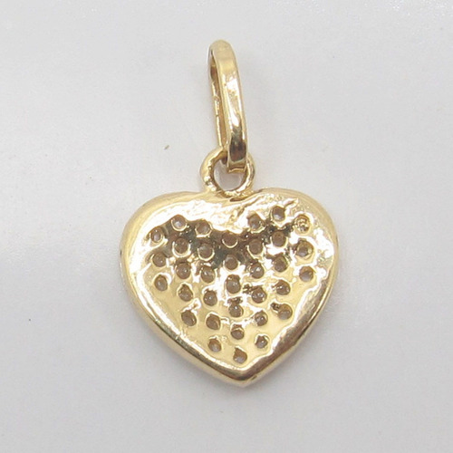 0736 Pingente Coração Com Zirconias Ouro 18k