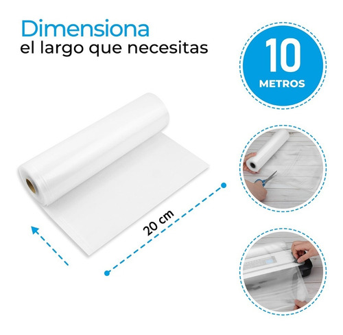 Imagen 3 de 9 de 1 Rollo Bolsa Sellado Al Vacio 20cm X 10mt 80 Micras