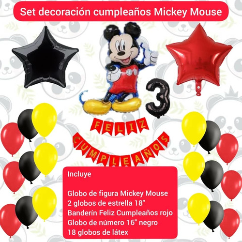 Combo Decoración Cumpleaños Globos Mickey Mouse / Banderín