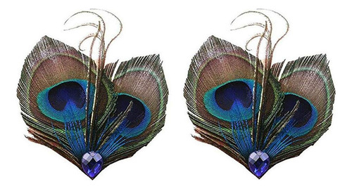 Tocado De Plumas De Pavo Real Con Mariposa Bohemia Para Muje