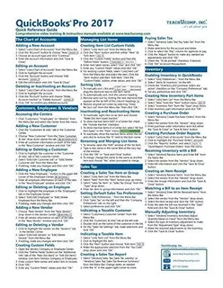 Book : Quickbooks Pro 2017 Quick Reference Training Card -.