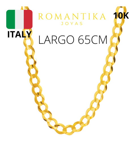 Cadena Barbada Cubana Cuban Oro 10k Kilates 65cm 8mm Italy Color Dorado