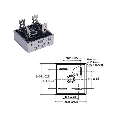 Diodo Monofásico B Ximimark Kbpc5010, 50 A, 1000 V, Carcasa
