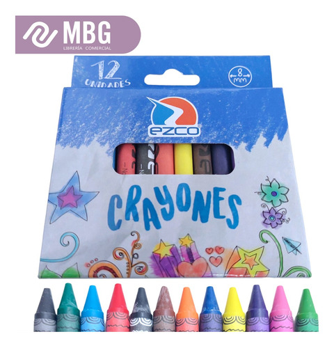 Imagen 2 de 7 de Crayones De Cera X 12 Unidades Ezco lavables