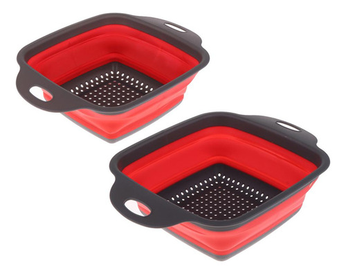 Juego De 2 Coladores Plegables Cuadrados De Silicona Aptos P