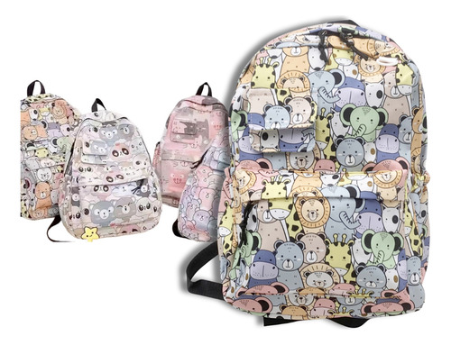 Mochila Escolar Infantil Con Bolsillos Frontales Y Laterales