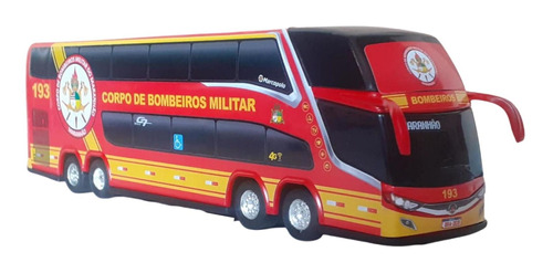 Ônibus Bombeiro Miniatura 2 Andares 30cm - Escala 1/43