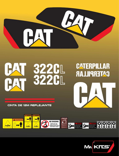 Calcomanías Para Maquinaria Excavadora 322cl Cat
