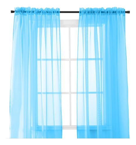Cortinas Transparentes De 2 Piezas 102 X 213 Cm Color Turque
