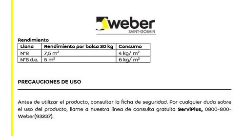 Imagen 5 de 6 de Adhesivo Piso Sobre Piso Weber Porcelanatos