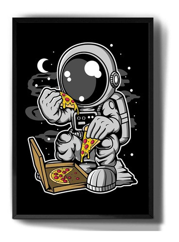 Quadro Decorativo Astronauta Pizza Desenho Espaço