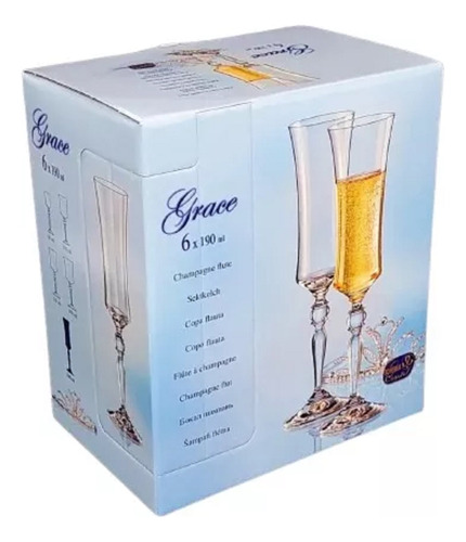 Set X6 Copas Champagne Cristal Boheamia Grace 190ml