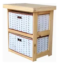 Comprar Organizador De Mimbre Canastero 2 Cajones Mueble Baño