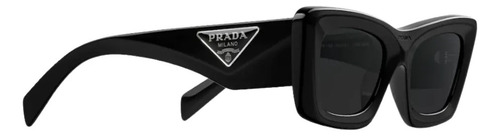 Gafas de sol Prada Symbole SPR13z 1ab-5s0/50, color de montura: negro, color de varilla, negro, color de lente: gris oscuro, diseño rectangular