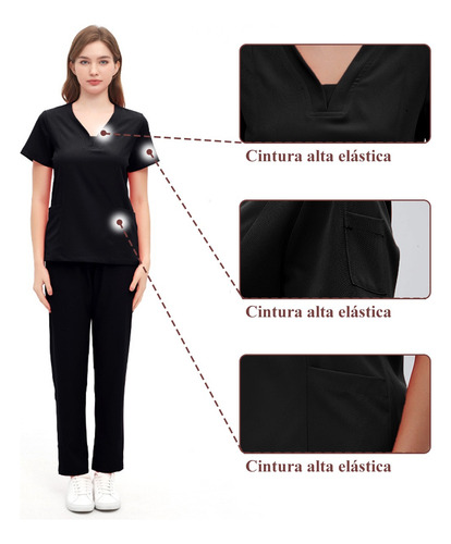 2 Pcs Pijama Quirúrgica Scrub Jogger Uniforme Conjunto Mujer