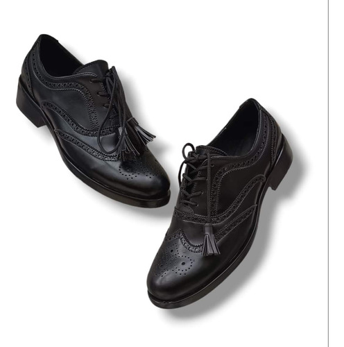 Zapato Bostoniano Para Dama Tacón Bajito Negro 